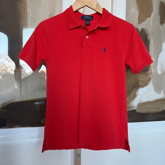 Polo Ralph Lauren Boys Red Short Sleeve Polo Shirt Size M Cotton Casual Spring - Picture 2 of 10